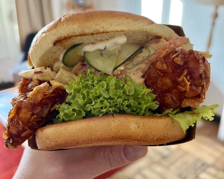 Chachan y un delicioso sándwich de pollo frito coreano